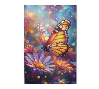 Liorosa Enchanted Wings 1000 pezzi di puzzle in legno per adulti, farfalla arcobaleno con fiore in fiore, ogni pezzo è unico, profondo relax per te stesso, montaggio pratico della tua decorazione da