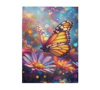 Liorosa Enchanted Wings 500 pezzi di puzzle in legno per adulti, farfalla arcobaleno con fiore in fiore, ogni pezzo è unico, profondo relax per te stesso, montaggio pratico della tua decorazione da