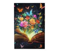 Liorosa Fantasy Book Garden - Puzzle da 1000 pezzi per adulti, rose vivaci e farfalle colorate che emergono dalle pagine, ogni pezzo è unico, adatto per feste e attività ricreative in famiglia
