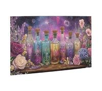 Liorosa Fantasy Elixirs, puzzle in legno per adulti, 500 pezzi, fiale di vetro con rose in rilievo in nebulosa bagliore, puzzle mistici in legno, alleviare lo stress, divertiti a risolvere i puzzle