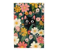 Liorosa Fantasy Plants Scene With Cute Black Cat Puzzle da 1000 pezzi per adulti, puzzle in legno ad alto dettaglio per sfide creative e decorazioni per la casa, estetica dai colori tenui, relax