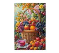 Liorosa Frutta e fiori 1000 pezzi di puzzle in legno per adulti, una bella scena durante la stagione del raccolto. Mostra la bellezza dei prodotti della natura, completo di famiglia e amici