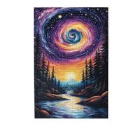 Liorosa Galactic River Journey - Puzzle in legno da 1000 pezzi per adulti, vivace vortice spaziale sopra le foreste, hobby esplorativi e sfide, montaggio pratico della tua decorazione per la casa