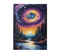 Liorosa Galactic River Journey - Puzzle in legno per adulti, 500 pezzi, vivace vortice spaziale sopra le foreste, hobby esplorativi e sfide, montaggio pratico della tua decorazione per la casa