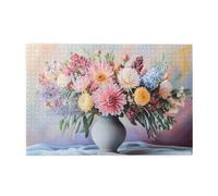 Liorosa Garden in a Vase - Puzzle da 1000 pezzi di legno per adulti, petali su gradiente blu-arancione, design unico e bello, ogni pezzo è unico, divertiti a risolvere puzzle con familiari e amici