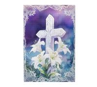 Liorosa Garden Of Remembrance - Puzzle vibrante da 1000 pezzi, croce in marmo circondata da gigli in viola mistici, design spirituale impegnativo, pezzi si adattano perfettamente, regalo per un amico