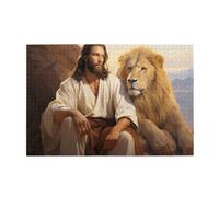 Liorosa Gesù e leone 1000 pezzi di puzzle in legno per adulti, hobby esplorativi e sfide, adatto per il tempo libero e l'intrattenimento in famiglia, esercitare abilità pratiche e pensiero