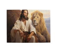 Liorosa Gesù e leone 500 pezzi di puzzle in legno per adulti, hobby esplorativi e sfide, adatto per il tempo libero e l'intrattenimento in famiglia, esercitare abilità pratiche e pensiero