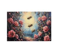 Liorosa Golden Hour Garden, puzzle da 1000 pezzi per adulti, api ronzanti tra rose in fiore in morbida luce del tramonto, design vivace e unico, divertiti a risolvere puzzle con la famiglia e gli