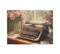 Liorosa Golden Hour Natura morta puzzle da 500 pezzi per adulti, macchina da scrivere invecchiata e vaso di rose con morbidi raggi di sole, estetica classica vintage, adatto per ricreazione familiare