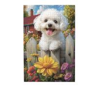 Liorosa Happy Puppy Sentinel - Puzzle in legno da 1000 pezzi per adulti, dettagliato cane di piccola taglia con occhi scintillanti a guardia del giardino cottage dipinto, capolavoro, regalo per amici
