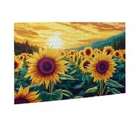 Liorosa Harvest Glow Puzzle da 500 pezzi per adulti, campo di girasoli dai toni caldi, ideale per relax e divertimento in famiglia, brainstorming per alleviare lo stress, splendida opera d'arte