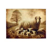 Liorosa Illustrazione animale, puzzle vibrante da 500 pezzi, stile vintage classico estetico, famiglia di pecore, adatto per le attività ricreative in famiglia, allevia lo stress e goditi il