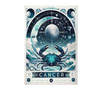Liorosa Illustrazione del cancro 1000 pezzi di puzzle in legno per adulti, colori vivaci, completi di famiglia e amici, esercitare abilità pratiche e pensiero, per gli appassionati di astrologia