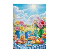 Liorosa Joyful Picnic Scene Puzzle per Adulti 500 Pz,Giornata Soleggiata E Fiori Fioriti, Deliziose Prelibatezze.Ogni pezzo Una spruzzata di colori e divertimento. Ideale per rilassarsi e decorare il