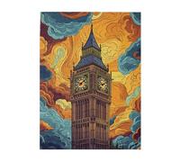 Liorosa London Reverie 500 pezzi di puzzle in legno per adulti, Big Ben surreale con nuvole contro il cielo crepuscolare, puzzle di architettura sfidante, ogni pezzo è unico, splendida opera d'arte