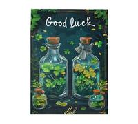 Liorosa Lucky Clover Jigsaw Puzzle per adulti 500 pezzi, classica bottiglia di trifoglio verde, pezzi si adattano perfettamente, regalo classico per buoni amici, goditi il processo di risoluzione del