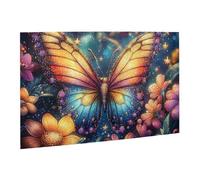 Liorosa Midnight Art Puzzle per adulti 500 pezzi, capolavoro di farfalle e fiori bioluminescenti, colori vivaci, design unico e bello, adatto per serate di gioco di festa