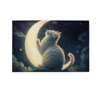Liorosa Moon Cat, puzzle in legno da 1000 pezzi, per adulti, meravigliosa immaginazione, piacere sia per il corpo che per la mente, esercitare abilità pratiche e pensiero, ideale per rilassarsi e