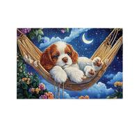 Liorosa Moonlit Puppy Dreams - Puzzle da 1000 pezzi per adulti, amaca dorata sotto il cielo stellato con fiore, i pezzi si adattano perfettamente, divertiti a risolvere puzzle con familiari e amici