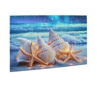 Liorosa Moonlit Treasures, puzzle in legno per adulti, conchiglie luminose e stelle marine sulla riva di zaffiro sotto onde stellate, arte oceanica in legno di alta qualità, design unico e bello