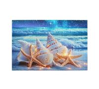 Liorosa Moonlit Treasures, puzzle in legno per adulti, conchiglie luminose e stelle marine sulla riva di zaffiro sotto onde stellate, arte oceanica in legno di alta qualità, design unico e bello