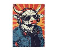 Liorosa Moosic To My Ears, puzzle per adulti, 500 pezzi, bestiame alla moda con sfumature retrò e cuffie, impegnativo esercizio cerebrale, rilassati e goditi il divertimento di risolvere i puzzle