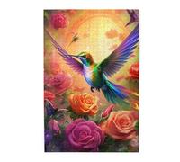 Liorosa Nectar Dancer - Puzzle da 1000 pezzi per adulti, uccello dai toni gioiello nel paradiso floreale, puzzle in legno sfidante della natura, completo di famiglia e amici. Rilassati