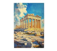 Liorosa Parthenon Temple Panorama 1000 pezzi di puzzle in legno per adulti, texture in pietra stagionata e contrasto croccante blu-bianco, pezzi si adattano perfettamente, adatto per feste serate di