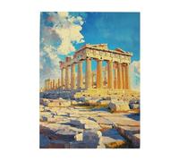 Liorosa Parthenon Temple Panorama 500 pezzi di puzzle in legno per adulti, texture in pietra stagionata e contrasto croccante blu-bianco, pezzi si adattano perfettamente, adatto per feste serate di
