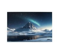 Liorosa Polar Night Wonder, puzzle da 1000 pezzi per adulti, montagne glaciali con aurora boreale in acque, splendida opera d'arte, design unico e bello, regalo per amici e familiari