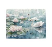 Liorosa Pond White Swan - Puzzle da 500 pezzi per adulti, morbida estetica in stile acquerello, pezzi si adattano perfettamente, ideale per relax e divertimento in famiglia, dimentica i problemi della