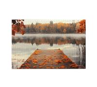 Liorosa puzzle 1000 pezzi autunno lago riflesso, acqua a specchio con foreste di acero ardente, arte serena selvaggia, ideale per il relax e il divertimento in famiglia, goditi il processo di