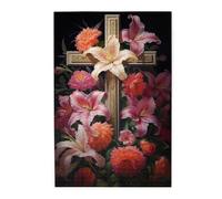 Liorosa Puzzle a croce di ispirazione gotica per adulti 1000 pezzi, puzzle in legno di arte religiosa da collezione, completo di famiglia e amici, brainstorming per alleviare lo stress