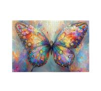 Liorosa Puzzle a farfalla colorata vibrante per adulti 1000 pezzi, sfondo floreale astratto, puzzle artistico in legno colorato per la decorazione della casa, adatto per la ricreazione in famiglia