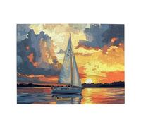 Liorosa Puzzle al tramonto a vela per adulti 500 pezzi, bellissimo design ad acquerello, pezzi si adattano perfettamente, completi di famiglia e amici, goditi il processo di risoluzione del puzzle