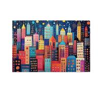 Liorosa Puzzle astratto notte città per adulti 1000 pezzi, design divertente a colori, pezzi si adattano perfettamente, meravigliosa immaginazione, divertiti a risolvere puzzle con la famiglia e gli