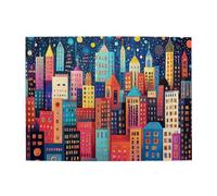 Liorosa Puzzle astratto notte città per adulti 500 pezzi, design divertente a colori, pezzi si adattano perfettamente, meravigliosa immaginazione, divertiti a risolvere puzzle con la famiglia e gli