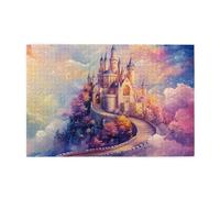 Liorosa puzzle cittadella nuvola per adulti 1000 pezzi, castello gotico galleggiante su nuvole di zucchero filato all'ora d'oro, puzzle di fantasia in legno premium, sfida a te stesso, regalo per un