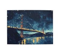 Liorosa Puzzle classico architettura punto di riferimento per adulti 500 pezzi, acquerello ponte notte, vibrante e unico, completo di famiglia e amici, esercitare abilità pratiche e pensiero