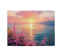 Liorosa Puzzle con paesaggio marino al tramonto dorato per adulti, 500 pezzi, puzzle in legno Serene Ocean Art, pezzi si adattano perfettamente, adatti per la ricreazione familiare e la decorazione