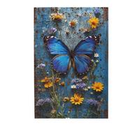 Liorosa Puzzle da 1000 pezzi a tema giardino incantato per adulti, stile vintage, farfalla blu e fiori, regalo per gli amanti della natura, hobby esplorativi e sfide, completo di famiglia e amici