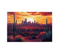 Liorosa Puzzle da 1000 pezzi al tramonto nella città occidentale per adulti, il crepuscolo rosso brillante brilla sulla città, pezzi si adattano perfettamente, adatto per feste e ricreazioni in
