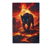 Liorosa Puzzle da 1000 pezzi di puzzle per adulti con pantera feroce in eruzione vulcanica, occhi blu luminosi contro lava fusa, meravigliosa immaginazione, attività creativa hobby per adulti
