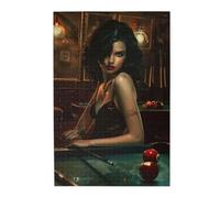 Liorosa Puzzle da 1000 pezzi femminile seducente al tavolo da biliardo, puzzle classico in legno per sala giochi, divertente opera d'arte per adulti, esercitare abilità pratiche e pazienza di pensiero