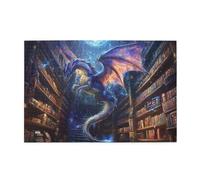 Liorosa Puzzle da 1000 pezzi - Guardiano della biblioteca incantata, drago maestoso che vola attraverso antiche pile di libri, sfida cerebrale, ideale per serate di gioco, design unico e bello