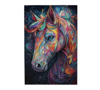 Liorosa Puzzle da 1000 pezzi, mistico destriero in colori caleidoscopi, pezzi in legno di alta qualità con design a illusione ottica, splendida opera d'arte, piacere sia per il corpo che per la mente