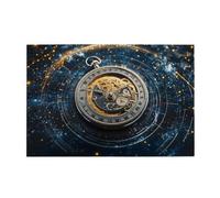Liorosa Puzzle da 1000 pezzi, orologio da tasca celeste, ingranaggi dorati con zaffiro, sollievo dallo stress, sfida a te stesso, esercita abilità pratiche e pensiero