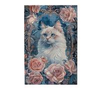 Liorosa Puzzle da 1000 pezzi per adulti al chiaro di luna, il gatto bianco nello specchio del sogno, colori vivaci vintage, brainstorming per alleviare lo stress, alleviare lo stress e godersi il