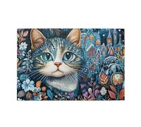 Liorosa Puzzle da 1000 pezzi per adulti - Gatto incantato e castello delle fiabe, felino in giardino mistico, arte fantasy in legno di alta qualità, goditi il processo di risoluzione del puzzle